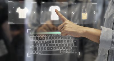 Digital wardrobe on a transparent screen