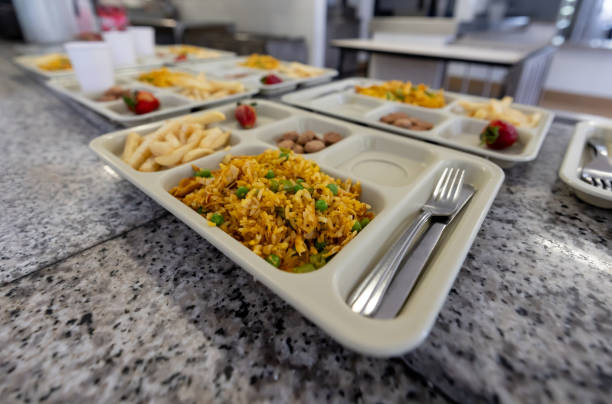 Close-up on school lunches at the cafeteria â healthy eating in the education system